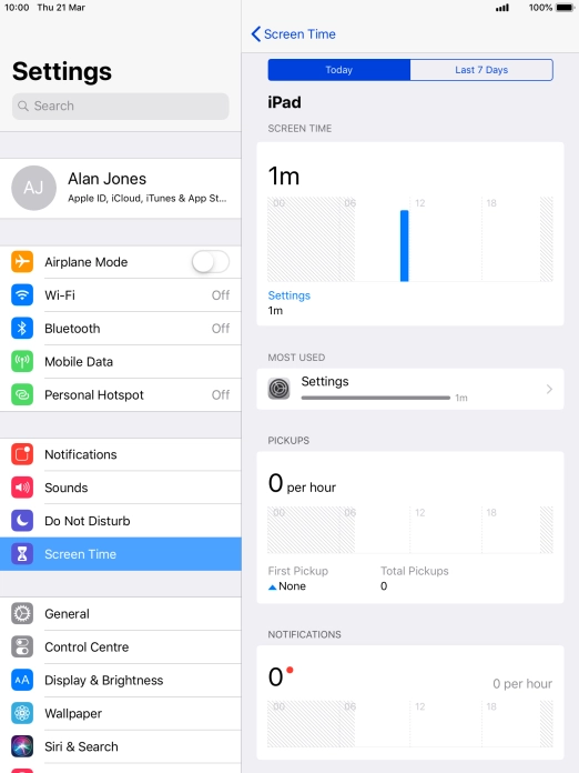 Press Last 7 Days to see your use for the past week.