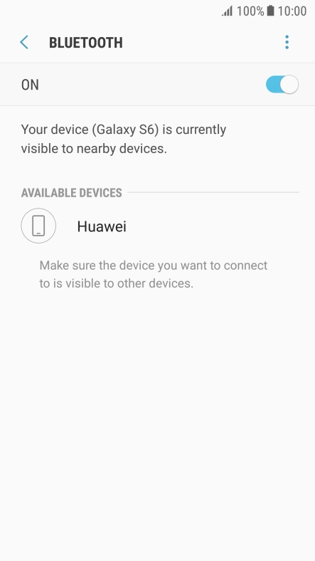 Press the required Bluetooth device and follow the instructions on the screen to pair the device with your phone.