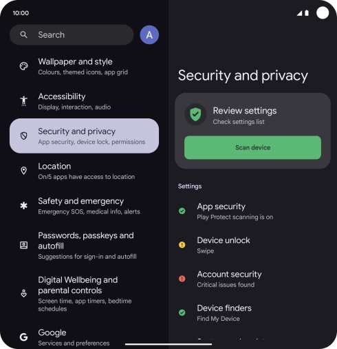 Press Device unlock.