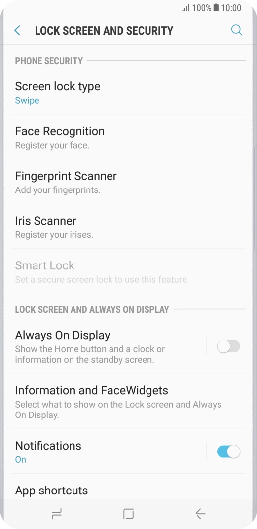 Press Iris Scanner.
