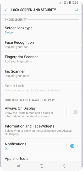 Press Iris Scanner.