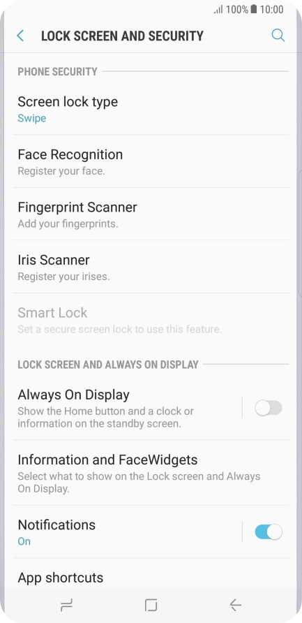Press Iris Scanner.
