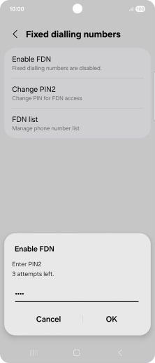 Key in your PIN2 and press OK. The default PIN2 is 0000.