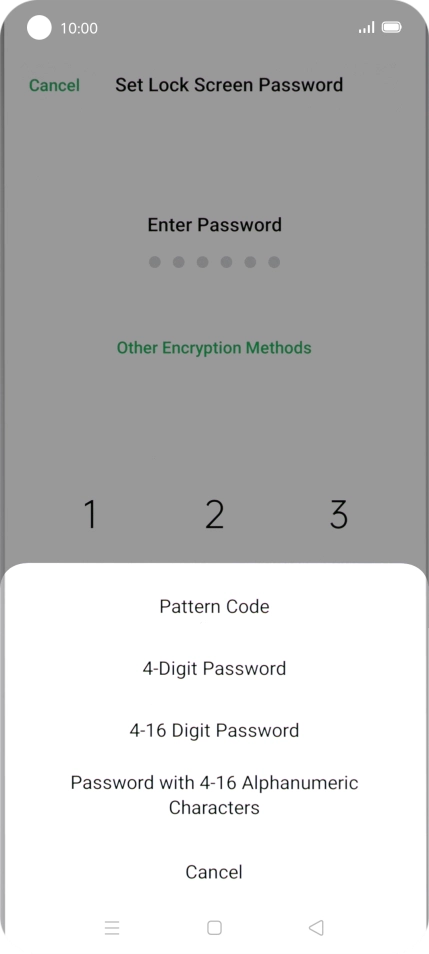 Press the required phone lock code and follow the instructions on the screen to create an additional phone lock code.