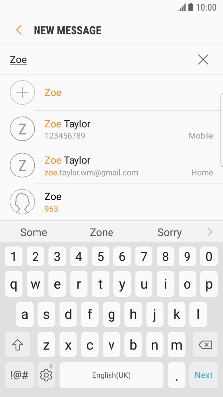Press the required contact.
