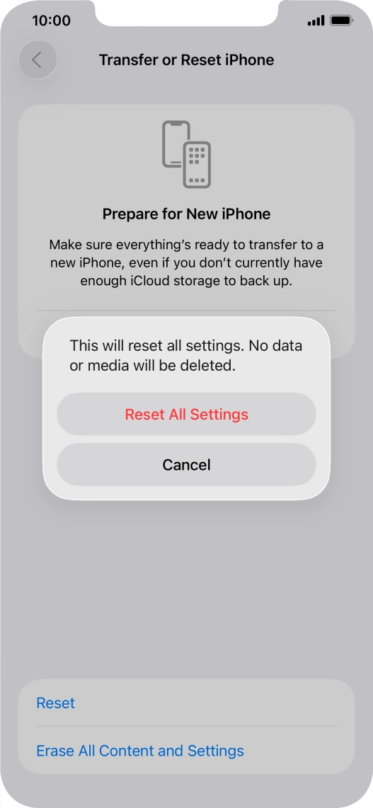 Press Reset All Settings.