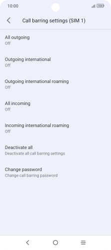 Press the required barring type.