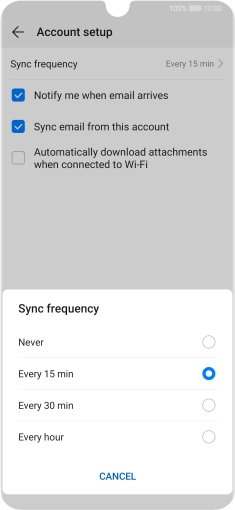 Press the required setting.