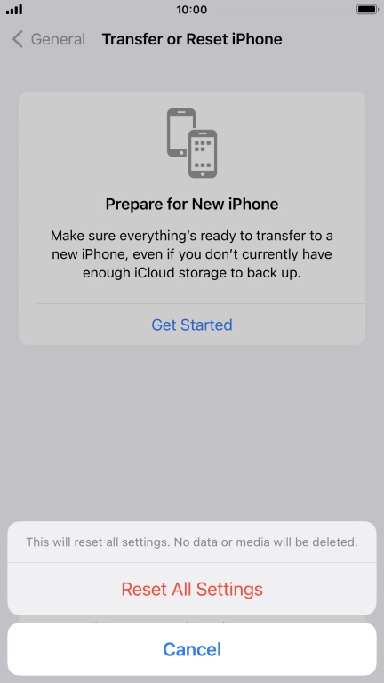Press Reset All Settings.