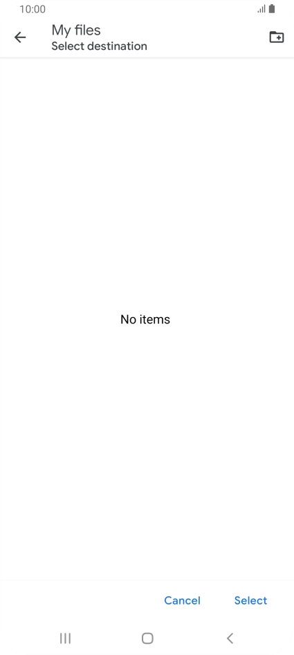 To create a new folder, press the new folder icon and follow the instructions on the screen to create a new folder.