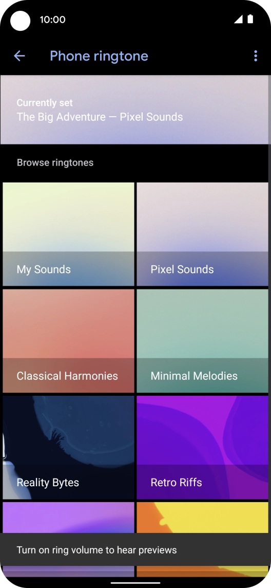 Press the required category.