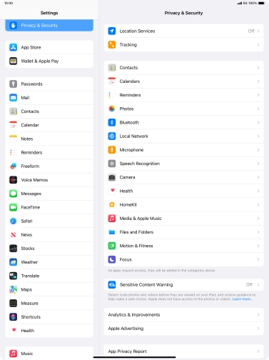 Press Location Services.