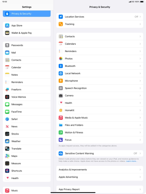 Press Location Services.