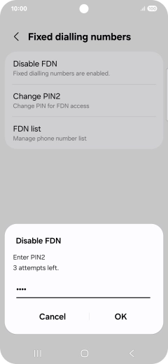Key in your PIN2 and press OK. The default PIN2 is 0000.