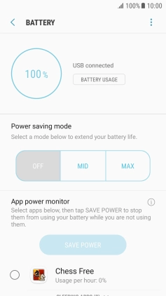 Press the required setting.