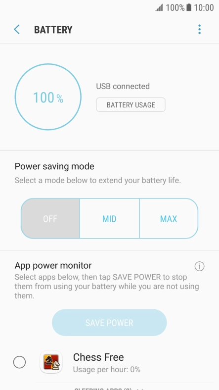 Press the required setting.