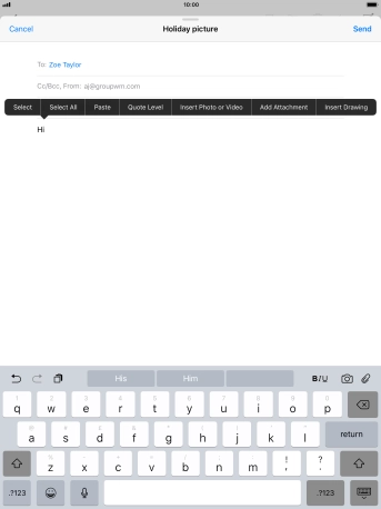 Press Insert Photo or Video and follow the instructions on the screen to attach a picture or a video clip.