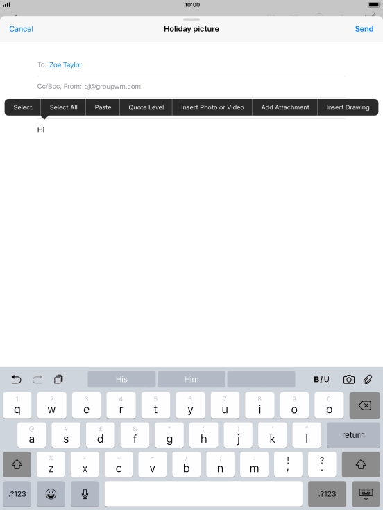Press Insert Photo or Video and follow the instructions on the screen to attach a picture or a video clip.