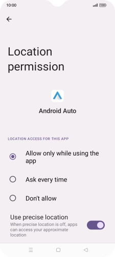 Press the required setting.