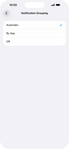 Press the required setting.