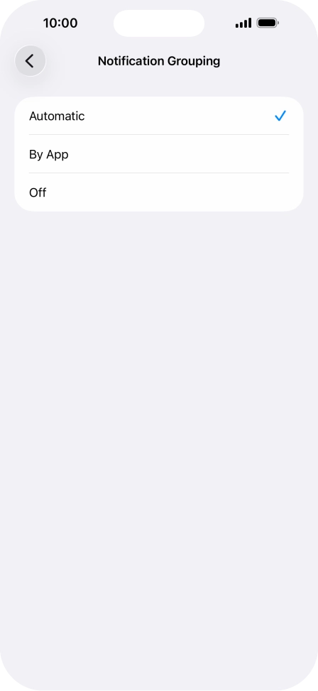 Press the required setting.