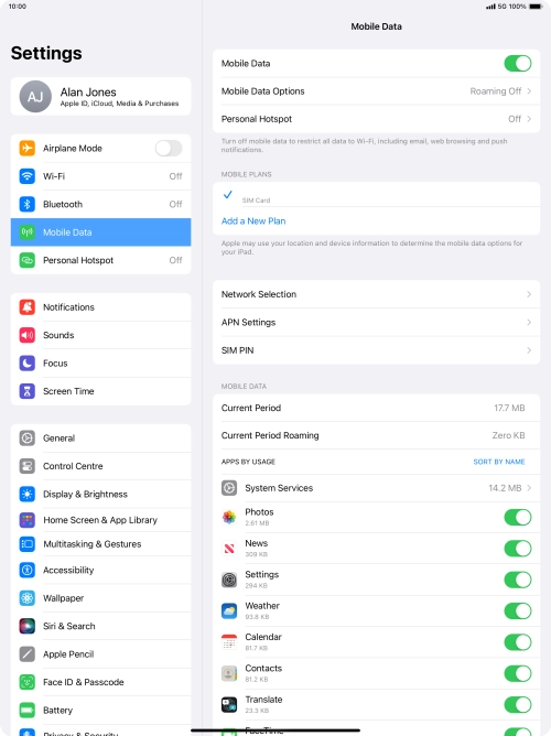 The total data usage is displayed next to Current Period.