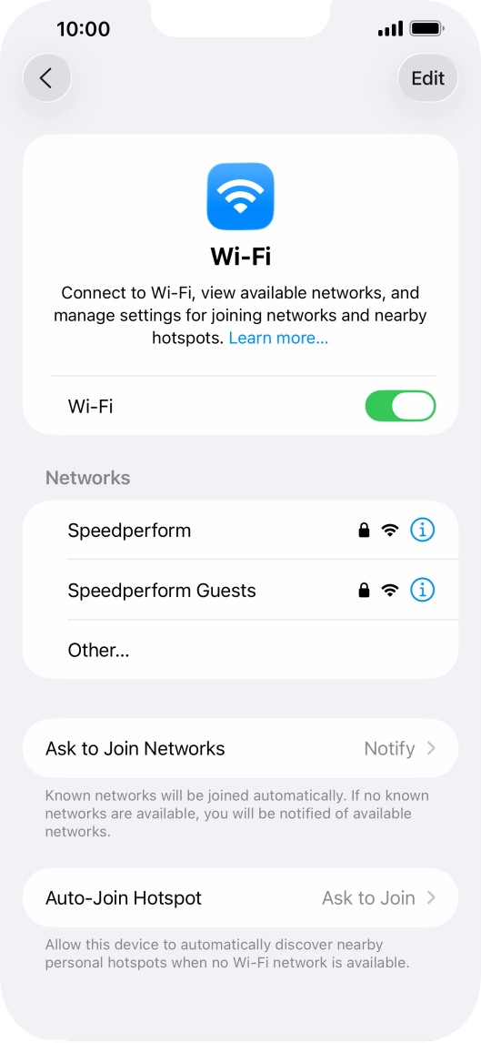Press the required Wi-Fi network and key in the password for the Wi-Fi network.