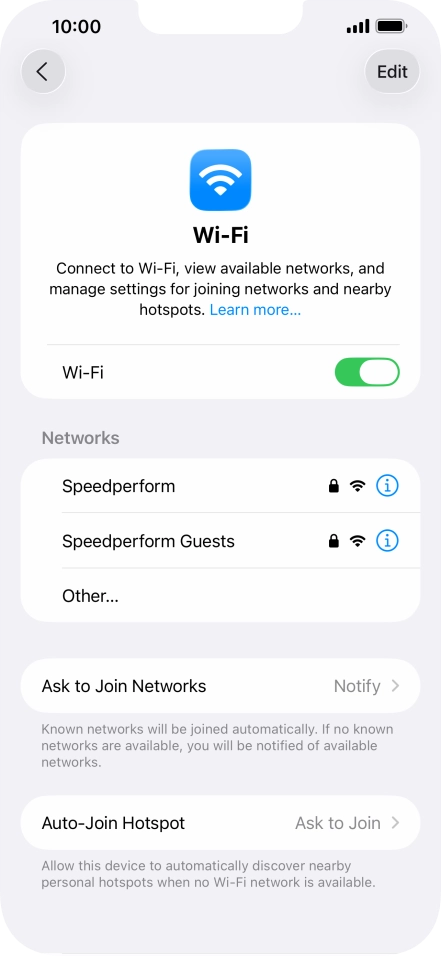 Press the required Wi-Fi network and key in the password for the Wi-Fi network.