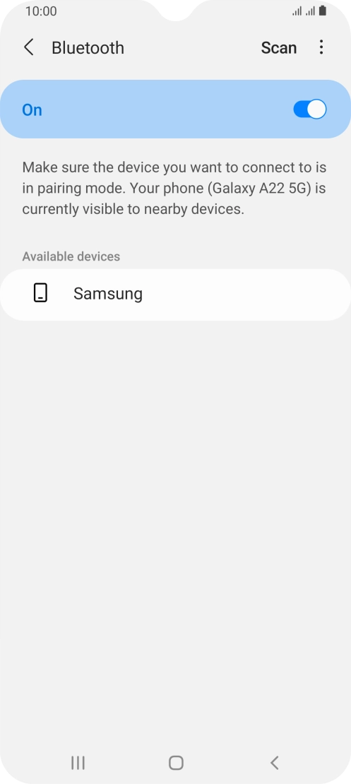 Press the required Bluetooth device and follow the instructions on the screen to pair the device with your phone.