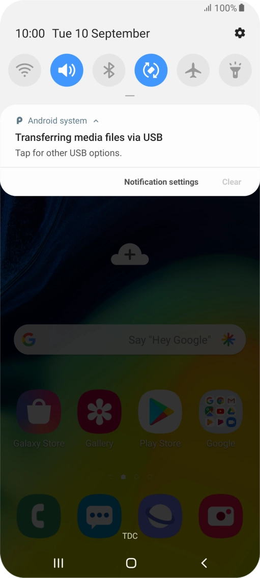 Press Tap for other USB options..