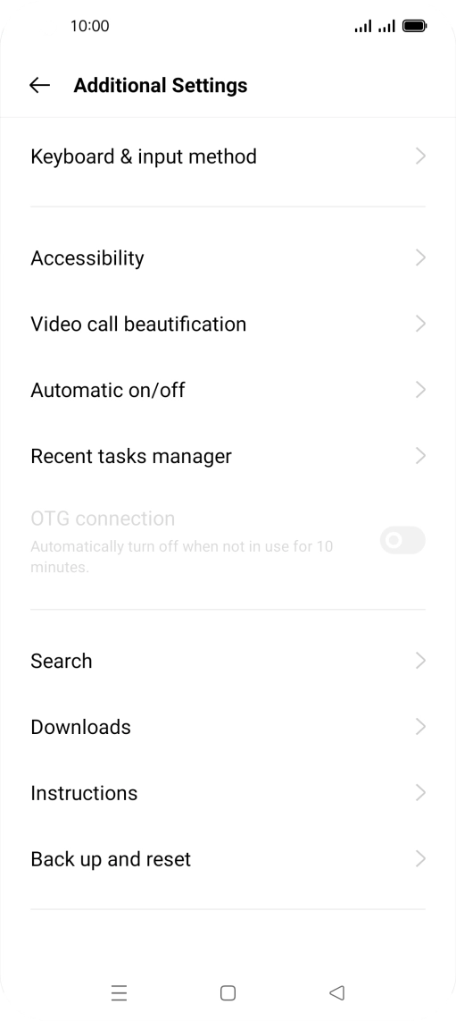 Press Back up and reset.