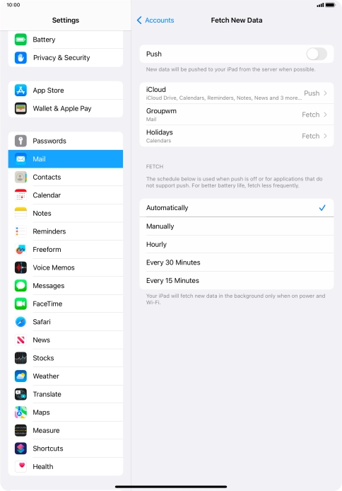 If you turn off the function, press the required setting.
