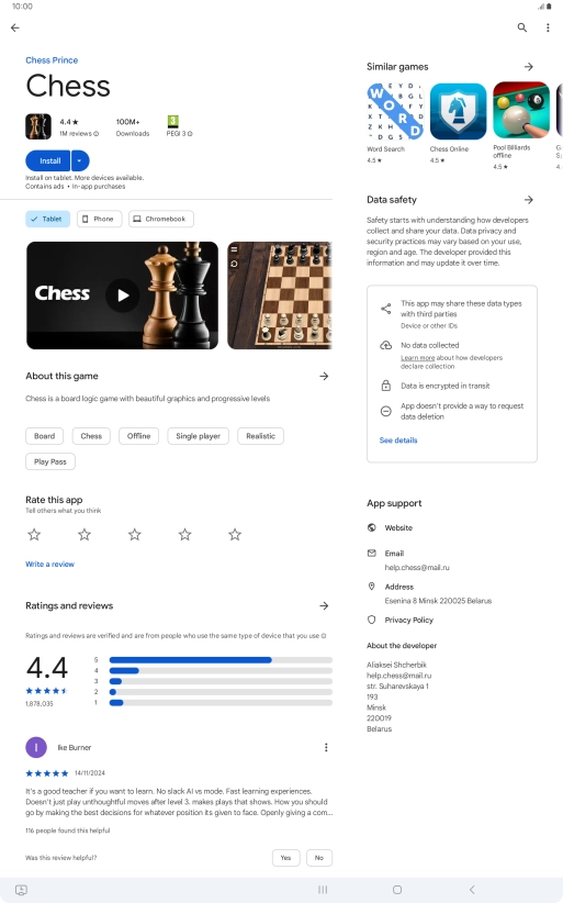 Press Install and follow the instructions on the screen to install the app.