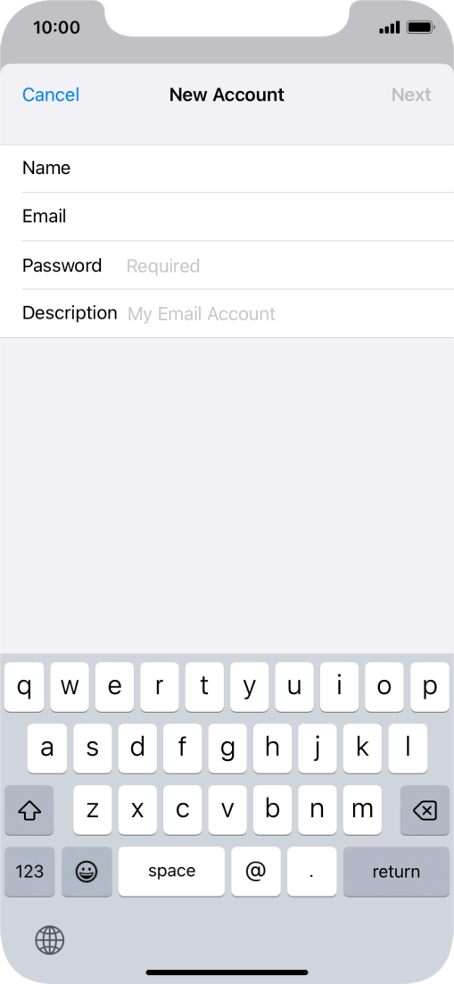 Press Password and key in the password for your email account.