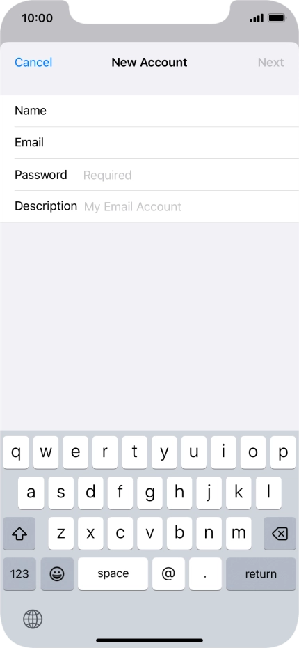 Press Password and key in the password for your email account.