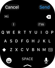 Press the microphone icon and record the message.