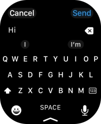 Press the microphone icon and record the message.