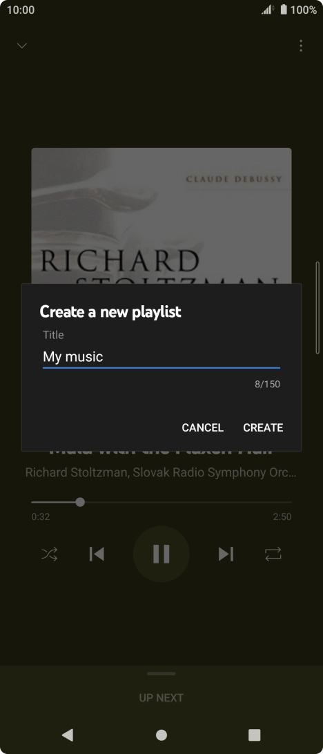 Key in a name for the playlist and press CREATE.