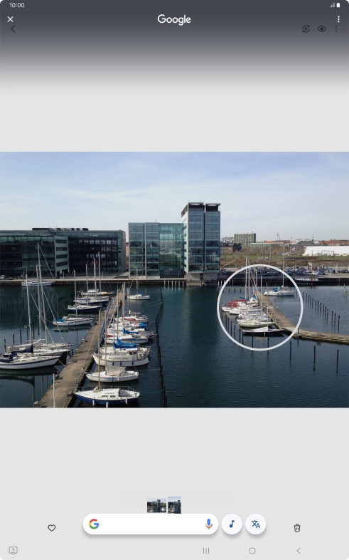 Draw a circle around the required object on the picture and wait for the search results.