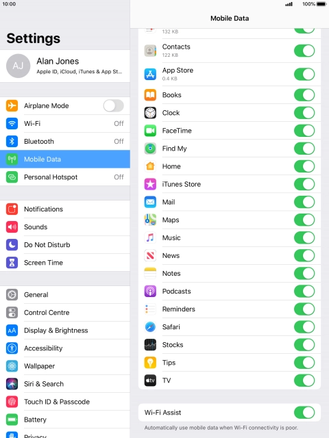 Press the indicator next to 