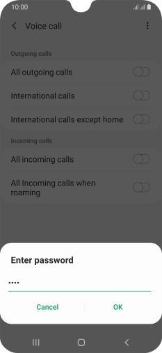 Key in your barring password and press OK.