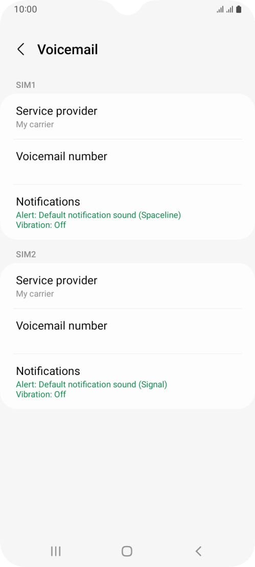 Press Voicemail number.