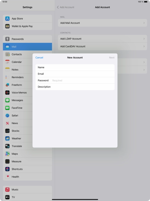 Press Password and key in the password for your email account.