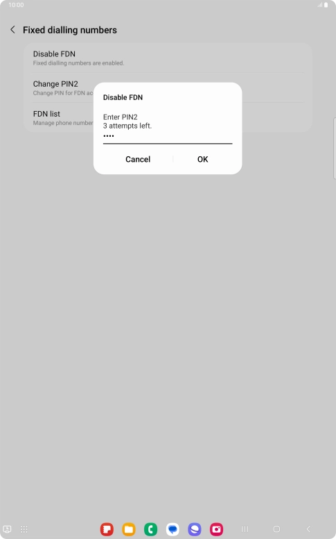 Key in your PIN2 and press OK. The default PIN2 is 0000.