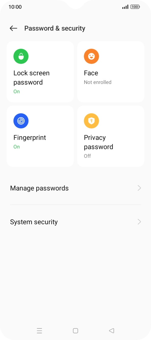 Press Lock screen password and key in the additional phone lock code you created earlier.