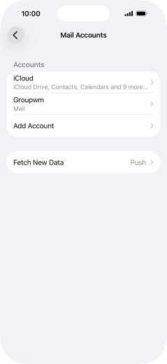 Press the name of the email account you've just set up.