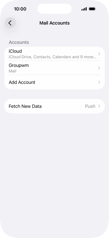 Press the name of the email account you've just set up.