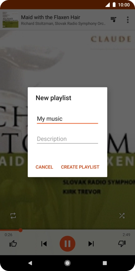 Key in a name for the playlist and press CREATE PLAYLIST.