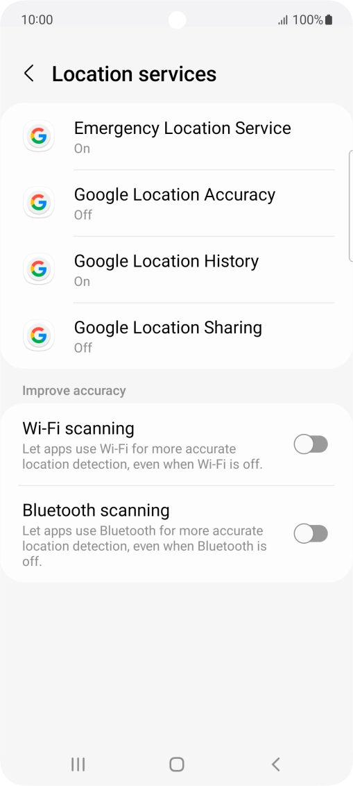 Press Google Location Accuracy.