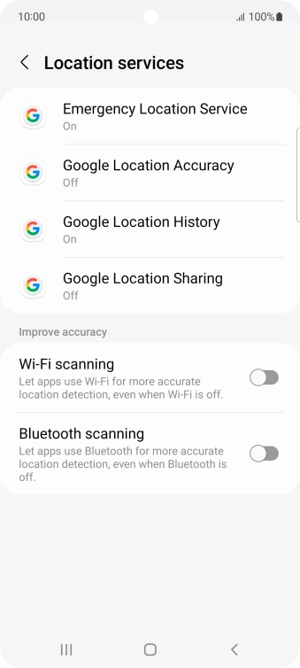 Press Google Location Accuracy.
